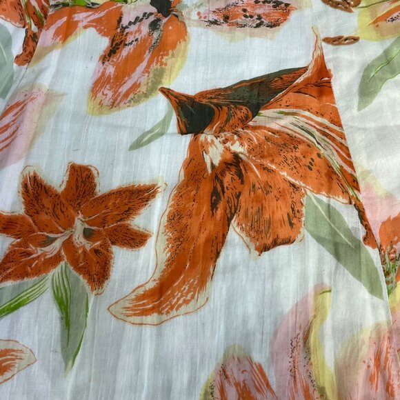 J. Peterman Gauzy Floral Midi Skirt Sz 6 Tiger Lily Cotton Spring Easter - FLAW! - Picture 4 of 9